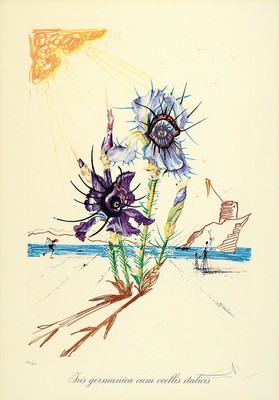 Salvador Dali, 1904 - 1989 Figueres, "Iris germanica cum ocellis italicis" aus der Serie der Surrealistischen Blumen (1972), Heliogravur ...