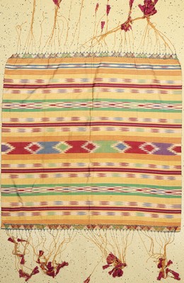 Seiden Ikat, Uzbekistan, um 1950, Seide, ca. 115 x 110 cm, EHZ: 2