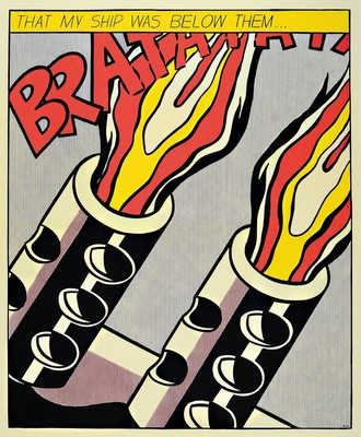 Nach Roy Lichtenstein, 1923-1997 New York, "That my ship was below them..." aus der dreiteiligen Serie "as I opened fire" (1964), ...