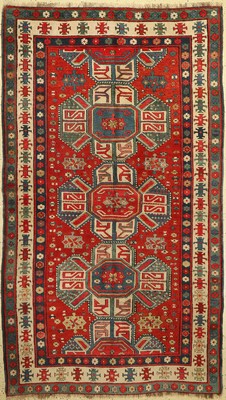 Tier-Göl Kazak, Kaukasus, um 1900, Wolle auf Wolle, ca. 222 x 127 cm, EHZ:(Guter Zustand)