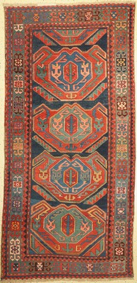 Tier-Göl Kazak, Kaukasus, um 1920/1930, Wolle auf Wolle, ca. 255 x 124 cm, EHZ:(Guter Zustand)