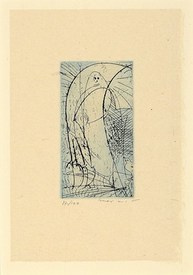 Max Ernst, 1891 Brühl - 1976 Paris, "Oiseau vierge" (Jungfräulicher Vogel), Farbaquatintaradierung, 1955/72, Ed. 87/100, rechts unten ...