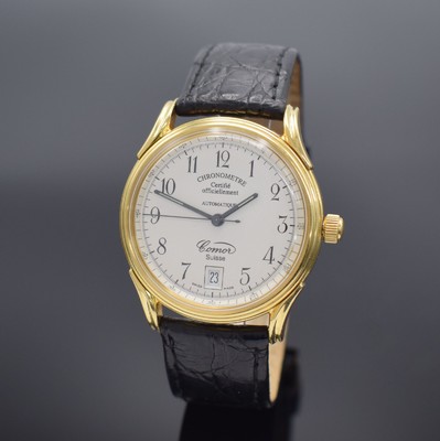 COMOR Chronometre limitierte Herrenarmbanduhr in GG 750/000, Schweiz lt. orig. Papier verk. 1997, Automatik, beids. vergl. Geh., Boden verschr., ...