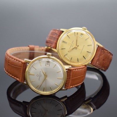 ETERNA-MATIC 2 Herrenarmbanduhren, Schweiz um 1970, Automatik, 1. Ref. 346T, verschr. Stahlgeh. m. Goldhaube, silb. Zifferbl., gold. Indizes & ...