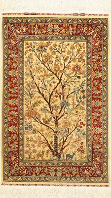 Hereke Seide fein, signiert, (Derin), Türkei, ca. 60 Jahre, reine Naturseide, ca. 96x 62 cm, ca. 1.0 Mio. Kn/qm, EHZ: 2