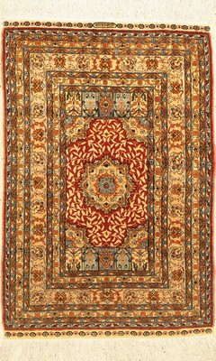 Hereke Seide fein, signiert, (Özipek), Türkei, ca. 60 Jahre, reine Naturseide, ca. 80x 55 cm, ca. 1.0 Mio. Kn/qm, EHZ: 2