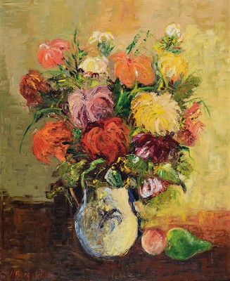 K. Borgström, Künstler*in des 20.Jh., Blumenstillleben, links unten signiert, Öl/Lwd, Rahmen, ca. 78x66 cm