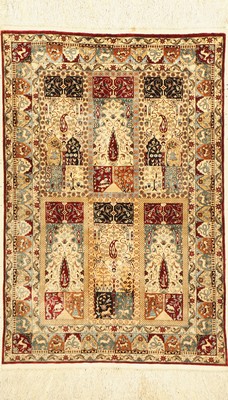 Hereke Seide Sehr fein, China, ca. 40 Jahre, reine Naturseide, ca. 92 x 62 cm, ca. 1,7 Mio. Kn/qm, EHZ: 2