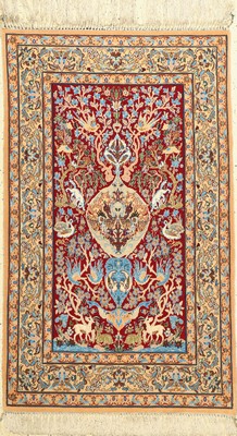 Esfahan fein, Persien, ca. 50 Jahre, Korkwolle mit und auf Seide, ca. 130 x 80 cm, EHZ: 2