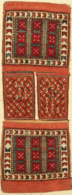 Bergama Heybeh antik, Türkei, 19. Jhd, Wolle auf Wolle, ca. 123 x 46 cm, EHZ:(Guter Zustand)