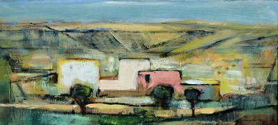 Karl Schlageter, 1894 Luzern - 1990 Zürich, Studium an der Akademie München, "Landschaft",so rückseitig bezeichnet, südliche Landschaft ...