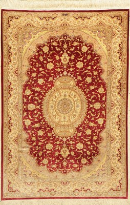 Ghom Seide fein, signiert, (Rezai), Persien, ca. 40 Jahre, reine Naturseide, ca. 150 x 102 cm, ca. 1,0 Mio. Kn/qm, EHZ: 2