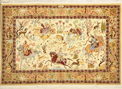 Ghom Seide fein, signiert, (Ahmadi), Persien, ca. 40 Jahre, reine Naturseide, ca. 150 x 102 cm, ca. 1,0 Mio. Kn/qm, EHZ: 2