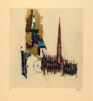Johnny Friedländer, 1912 - 1992, drei Farbradierungen, alle handsigniert, zwei kleinformatige Blätter, beide num. 43/95, ca. 37.5 x 28.5cm ...