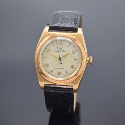 ROLEX Bubble Back Chronometer Herrenarmbanduhrin RoseG 585/000 Referenz 3131, Schweiz um 1946, Automatik, verschr. Geh. m. glatter Lünette, verschr. ...