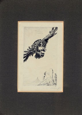 Max Slevogt, 1868 Landshut - 1932 Leinsweiler -Neukastel, Studium an der Akademie München,3 Grafiken: a. "Reichsadler bringt die Kaiserkrone ...