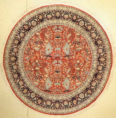 Esfahan fein rund, China, ca. 40 Jahre, Korkwolle, ca. 245 cm, EHZ: 2, (Florfehlstellen am Rand)