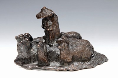 Kurt Arentz, geb. 1934 Köln - 2014 München, Schäfer mit Schafherde, auf der Unterseite signiert, num. 425, ca. 10 x 17 x 13 cm