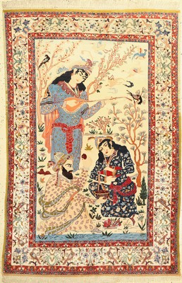 Esfahan fein, Persien, um 1950, Korkwolle mit Seide, ca. 162 x 109 cm, ca. 1,0 Mio. Kn/qm, EHZ: 2