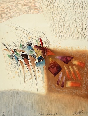 Georges Dussau, geb. 1947, Farbradierung, re. unten sign., num. 25/99, ca. 64x48 cm