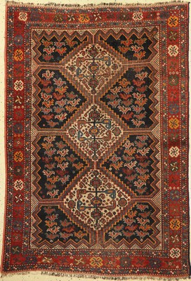 Khamseh alt, Persien, um 1930, Wolle auf Baumwolle, ca. 175 x 125 cm, EHZ: 4-5