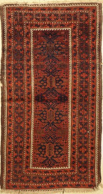Antiker Belutsch, Persien, 19.Jhd, Wolle auf Wolle, ca. 197 x 106 cm, (Alters-und Gebrauchsspuren)