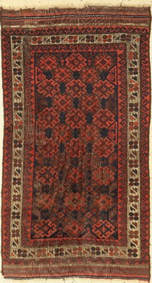Antiker Belutsch, Persien, 19.Jhd, Wolle auf Wolle, ca. 143 x 78 cm, (Alters-und Gebrauchsspuren)