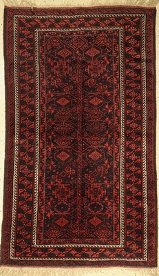 Antiker Belutsch, Persien, 19.Jhd, Wolle auf Wolle, ca. 204 x 122 cm, (Alters-und Gebrauchsspuren)