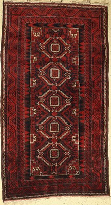 Antiker Belutsch, Persien, 19.Jhd, Wolle auf Wolle, ca. 218 x 115 cm, (Alters-und Gebrauchsspuren)