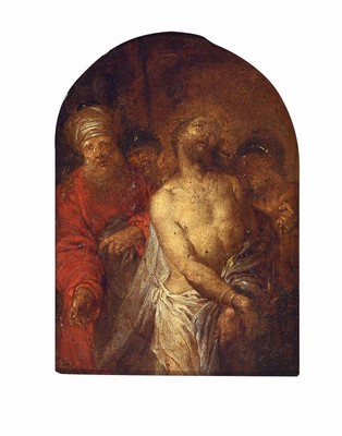 Unbekannter Künstler, süddeutsch, Mitte 18.Jh., Ecce Homo, bzw. Figurengruppe aus Christus nebst Pontius Pilatus und zwei Häschern, ...