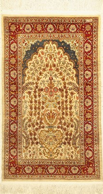 Hereke Seide fein, signiert, Türkei, um 1960, reine Naturseide, ca. 116 x 70 cm, EHZ: 2