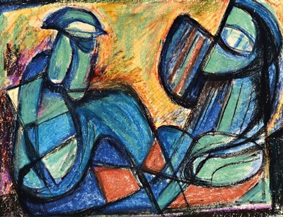 Otto Ditscher, 1904-1987 Neuhofen, 2 Figuren, Pastell auf Papier, rechts unten signiert, ca. 24x32cm, R. ca. 28x36cm