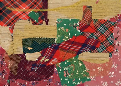 Otto Ditscher, 1904-1987 Neuhofen, Stoff- und Papiercollage, rechts unten signiert und dat. 1959, ca. 37x26cm, PP, u.Gl., R. ca. 55x45cm