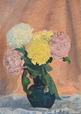Otto Ditscher, 1903-1987 Neuhofen, Blumenstillleben mit Chrysanthemen, Öl/Lwd, rechts unten signiert, ca. 70x50cm, R. ca. 78x58cm