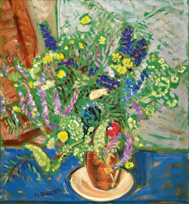 Hermann Sauter, 1891 Germersheim-1981 Landau, Stillleben mit Sommerblumen, Öl/Lwd, links unten signiert, ca. 56x51cm, R. ca. 59x54.5cm