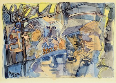 Heinz Brzoska, 1942 Kattowitz - 2015 Ludwigshafen am Rhein, Ausbildung an der Kölner Werkschulen, hier: 2 Aquarelle, traumhafte Kompositionen mit ...