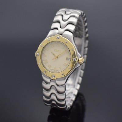 EBEL Damenarmbanduhr Sportwave Referenz 6087621, Schweiz um 1995, quarz, Ref. 6087621, z. T. verg. Edelstahlgeh. inkl. Gliederband mit dopp. ...