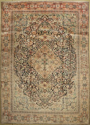 Kaschmir Seide, Indien, ca. 60 Jahre, Seideauf Baumwolle, ca. 280 x 203 cm, gereinigt, EHZ: 2