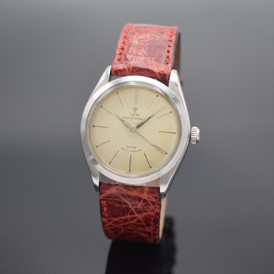 TUDOR Oyster Prince Herrenarmbanduhr in Edelstahl Referenz 7965, Automatik, Schweiz lt. Bodenstempel I Quartal 1961, silb. Zifferbl. altersbed. ...