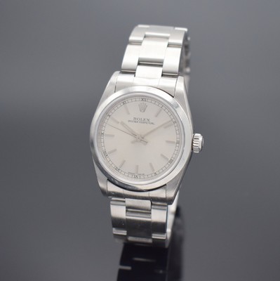 ROLEX Mediumarmbanduhr Oyster Perpetual Referenz 77080, Automatik, Schweiz um 2002, Edelstahlgeh. inkl. Oysterband m. Faltschl., Boden & Krone ...
