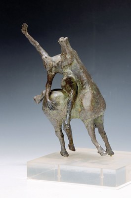 Franz Müller Steinfurth, zeitgenössischer Künstler aus Speyer, 1952 - 2017, Bronzeskulptur, reitender Akt, unsigniert, wurde direkt beim Künstler ...