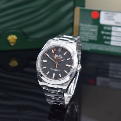 ROLEX Herrenarmbanduhr Oyster Perpetual Milgauss Referenz 116400, Automatik, V- Serie, LC 200, Chronometer der Superlative in Edelstahl inkl. ...