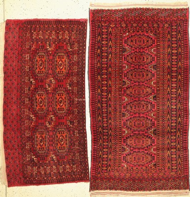 2 Lots, Turkmenistan, um 1920/1930, Wolle auf Wolle, ca. 147 x 77 cm, EHZ: 3
