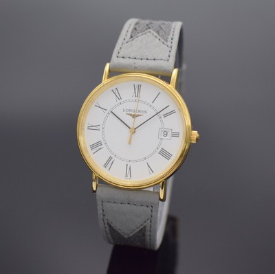 LONGINES Armbanduhr Ref. L4.720.2, Schweiz um 2000, quarz, verg. Gehäuse, Edelstahlboden (Nutzsp.) gedr., weißes Zifferbl. m. röm. Zahlen, Datum, ...