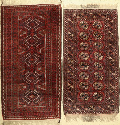 2 Lots Belutsch, Persien, um 1940/1950, Wolle auf Wolle, ca. 183 x 95 cm, EHZ: 2-3