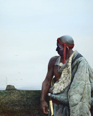 Liu Shing He, zeitgenössischer chinesischer Maler, The Tibetian Man, rückseitig so betitelt, Öl/Lwd, signiert und dat. 1989, ca. 80x65cm,