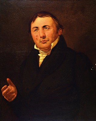 Unbekannter Porträtist des fortgeschrittenen 19.Jh., Bildnis des Pfarrers u. Kirchenrats Gottlieb Bernhard Fechts (1771 Mengen - 1851 Kork), Motiv ...