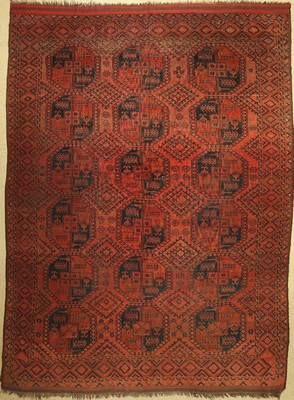 Ersari antik, Afghanistan, um 1920, Wolle auf Wolle, ca. 403 x 300 cm, Alters-und Gebrauchsspuren