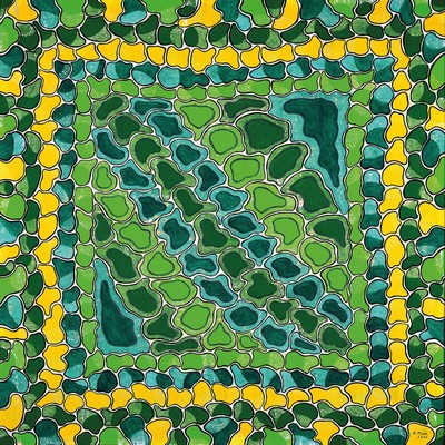 Karin Maas, geb. 1952, Messen und Ausstellungen im In- und Ausland, Titel: Dasselbe in Grün, abstrakte Komposition, Acryl/Lwd, re. unten sign., ...