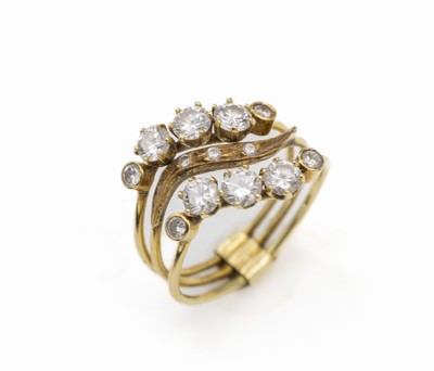 Sogn. Diamant-Haremsring, GG 750/000, 13 Brillanten zus. ca. 1.15 ct Weiß/si-p, ca. 4.5 g, RW 52